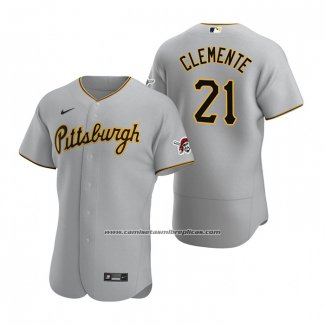 Camiseta Beisbol Hombre Pittsburgh Pirates Roberto Clemente Autentico Road Gris