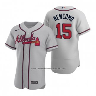 Camiseta Beisbol Hombre Atlanta Braves Sean Newcomb Autentico 2020 Road Gris