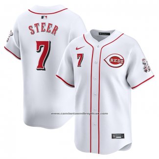 Camiseta Beisbol Hombre Cincinnati Reds Spencer Steer Primera Limited Blanco