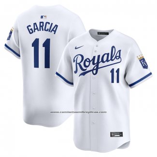 Camiseta Beisbol Hombre Kansas City Royals Maikel Garcia Primera Limited Blanco