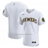 Camiseta Beisbol Hombre Milwaukee Brewers Alterno Primera Elite Blanco