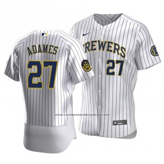 Camiseta Beisbol Hombre Milwaukee Brewers Willy Adames Autentico Primera Blanco