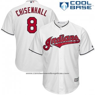 Camiseta Beisbol Hombre Cleveland Indians Lonnie Chisenhall 8 Blanco Cool Base