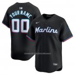 Camiseta Beisbol Hombre Miami Marlins Alterno Limited Personalizada Negro