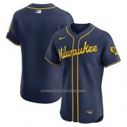 Camiseta Beisbol Hombre Milwaukee Brewers Alterno Primera Elite Azul