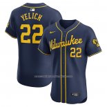 Camiseta Beisbol Hombre Milwaukee Brewers Christian Yelich Alterno Primera Elite Negro