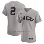 Camiseta Beisbol Hombre New York Yankees Derek Jeter Road 2020 Hall of Fame Induction Patch Elite Gris