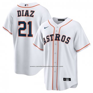 Camiseta Beisbol Hombre Houston Astros Yainer Diaz Primera Replica Blanco