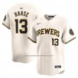 Camiseta Beisbol Hombre Milwaukee Brewers Eric Haase Primera Limited Crema