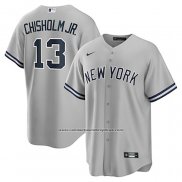 Camiseta Beisbol Hombre New York Yankees Jazz Chisholm Jr. Replica Jugador Gris