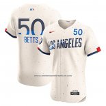 Camiseta Beisbol Hombre Los Angeles Dodgers Mookie Betts Elite Blanco