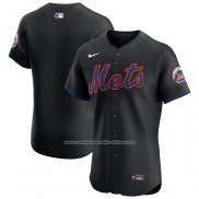 Camiseta Beisbol Hombre New York Mets Primera Elite Negro